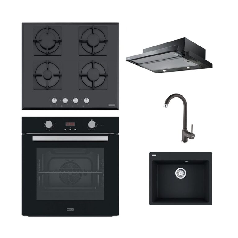 Pachet Franke negru Cuptor FSL 86 H BK + Plita FHNS 604 + Hota FTC 601 BK + Chiuveta MRG 610-54 + Baterie POLA-electrocasnice de bucatarie