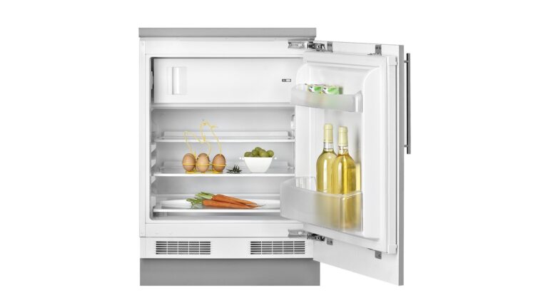 Frigider încorporabil cu montare sub blat , panou de control mecanic, rafturi din sticlă securizată Teka