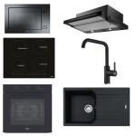 FRANKE Pachet Negru Hota Telescopica FSM 601 BK/GL+Plita Inductie FSM 654 I B BK+Cuptor Electric FMA 86 H TBK+Cuptor microunde+Chiuveta UBG 611-86+Baterie Urban