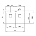 TEKA Chiuvetă bucătărie PureLine FORLINEA RS15 2B 740, SilentSmart, 2 cuve, 74x50 cm, Inox - imagine 6