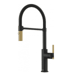 FRANKE Baterie bucătărie Maris Stripes Semi Pro cu pipa flexibila, Matte Black-Gold