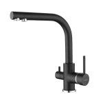 TEKA Baterie Total OS 208 BK METALLIC cu 3 cai, pipa inalta rotativa, Negru metalizat