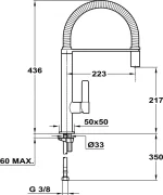 TEKA Baterie bucatarie FO 939 cu teava inalta rotativa flexibila, Crom - imagine 2